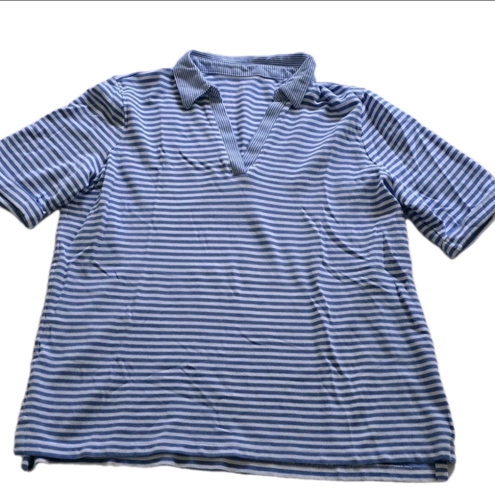 Lands' End Blue Striped Blouse